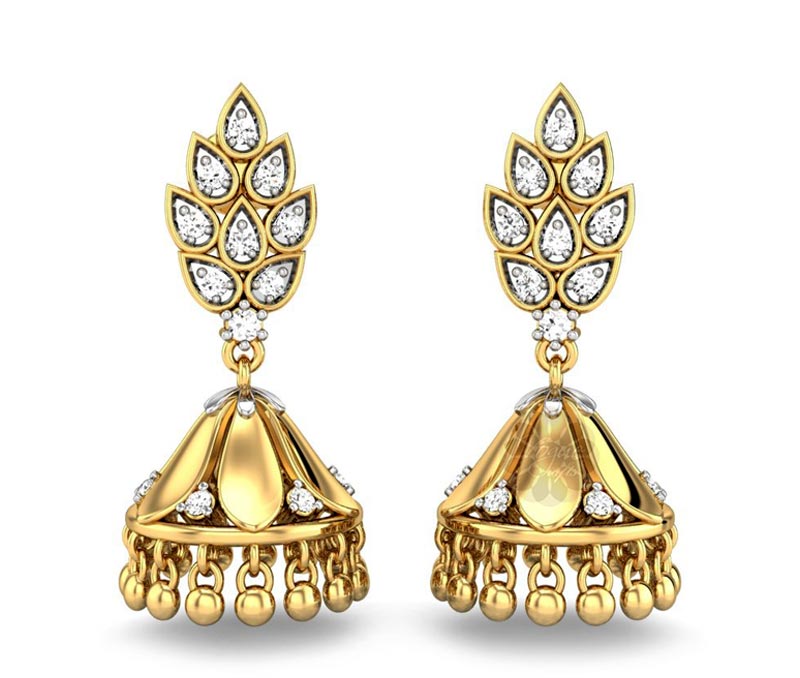 Vogue Crafts & Designs Pvt. Ltd. manufactures Floral Gold Jhumka Earrings at wholesale price.